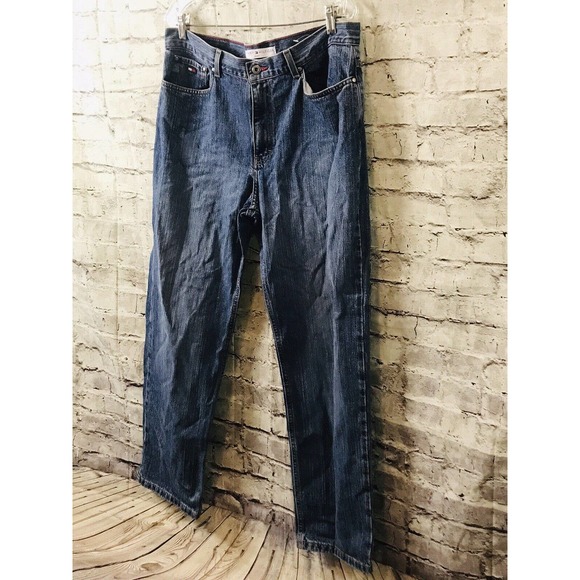 TOMMY HILFIGER SIGNATURE FLAG WOMEN'S Trouser Denim 100% COTTON Jeans 14 - Picture 1 of 6